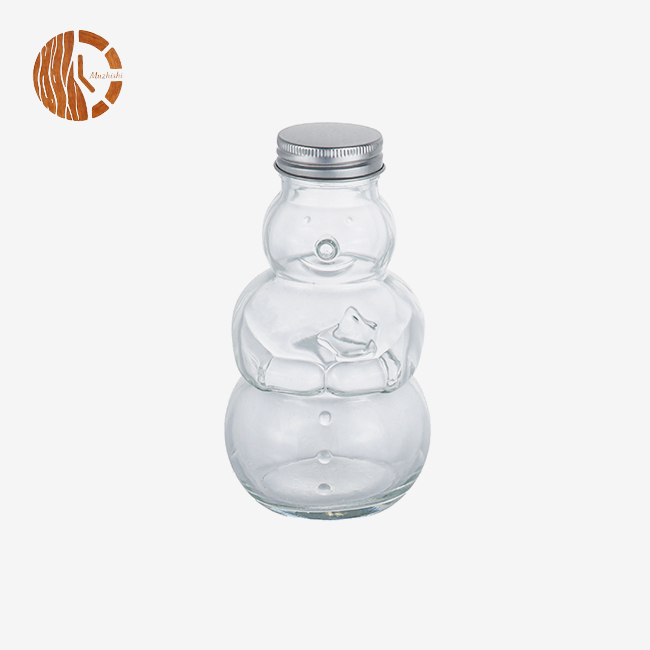 Snowman Shaped Glass Jar with Airtight Metal Lid